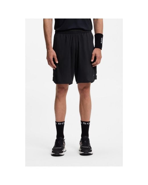 Boss Black Active Stretch-Fabric Shorts With Mesh Pocket Bags for men