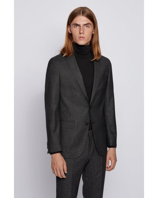 BOSS by HUGO BOSS Slim-fit Jacket In Melange Virgin Wool- Light Grey Men's  Sport Coats Size 40r in Gray for Men | Lyst