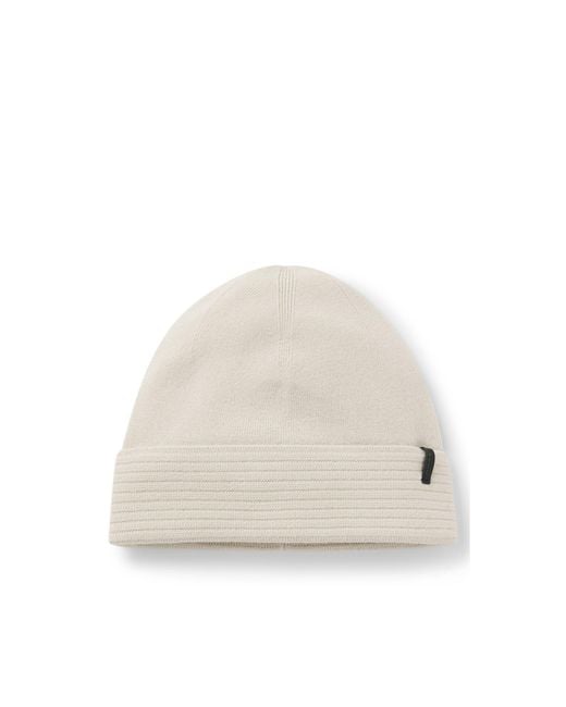 Boss Natural Knitted Beanie Hat for men