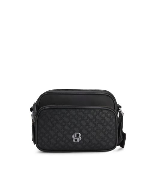 Boss Black Crossbody Bag With Monogram Pattern for men