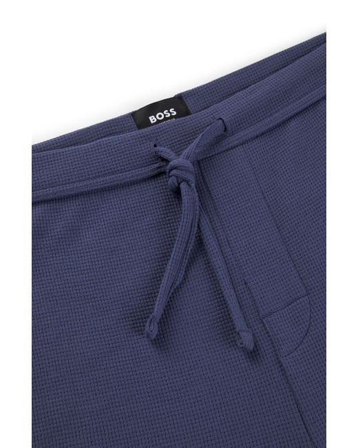 Bas de pyjama en coton mélangé à logo brodé Boss pour homme en coloris Blue