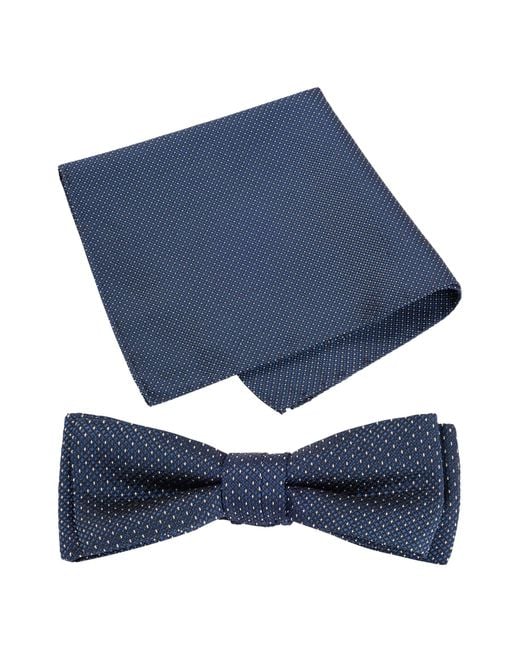 Boss Blue Silk-blend Tie And Pocket Square Set for men