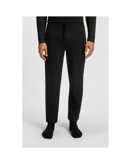 Boss Black Cotton-Blend Pyjama Bottoms With Embroidered Logo for men