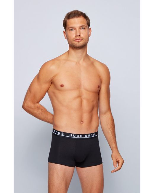 BOSS - Two-pack of stretch-cotton trunks with logo waistbands