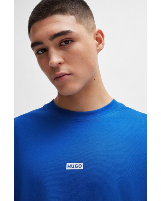 HUGO T-Shirt aus Baumwoll-Jersey mit Logo-Story der neuen Saison in Blue für Herren