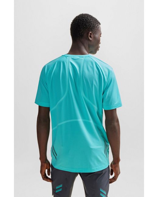 Boss Slim-fit T-shirt Van Superelastisch Materiaal Met Decoratief Reflecterend Artwork in het Blue voor heren