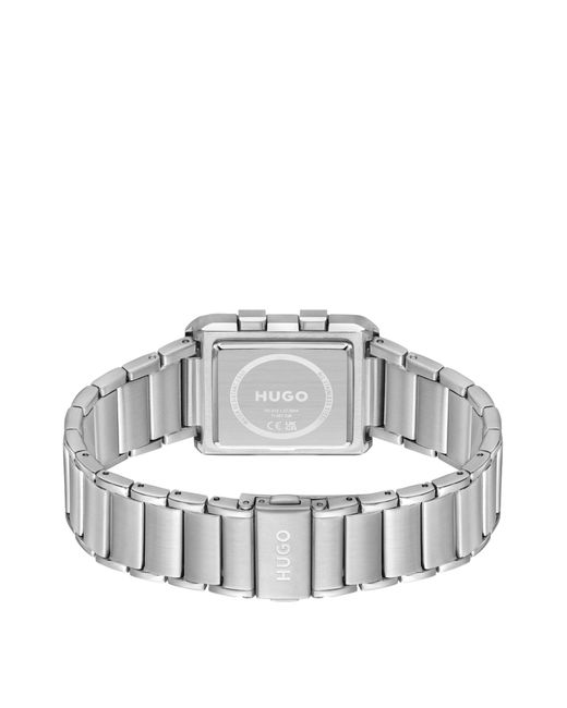 HUGO White Link-bracelet Digital Watch With Black Dial for men