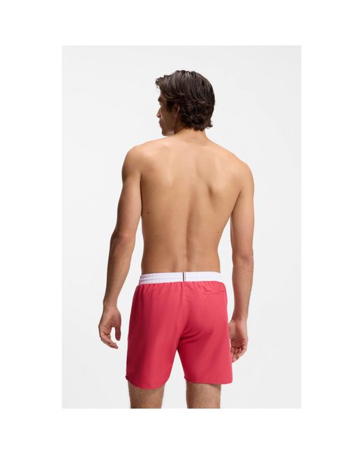 Boss Red Medium-Length Swim Shorts With Contrast Details for men