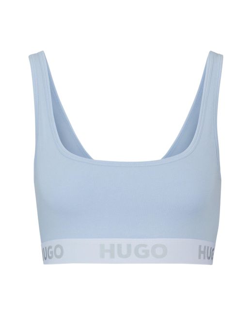 HUGO Blue Bralette aus Stretch-Baumwolle mit kontrastfarbenem Logo-Band