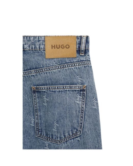 HUGO Blue Wide-Leg Loose-Fit Jeans