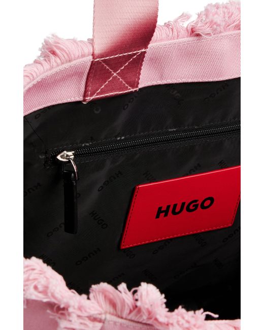 Cabas à logo et franges HUGO en coloris Pink