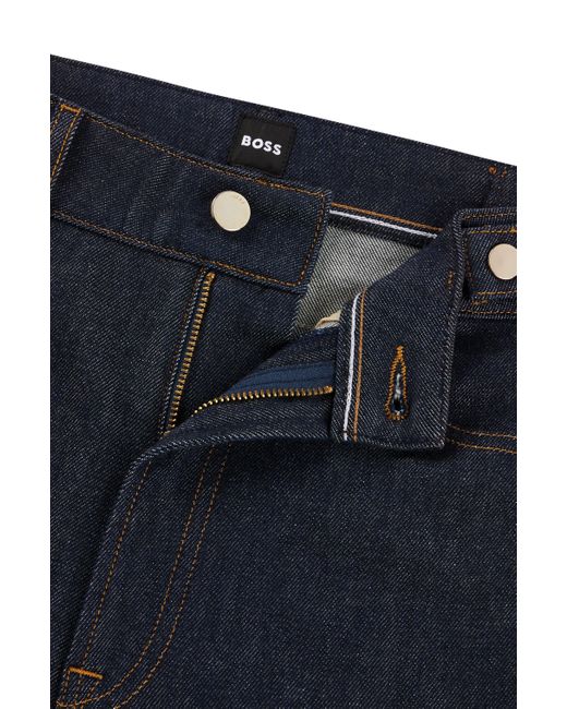 Boss Blue Slim-fit Wide-leg Jeans In Navy Stretch Denim