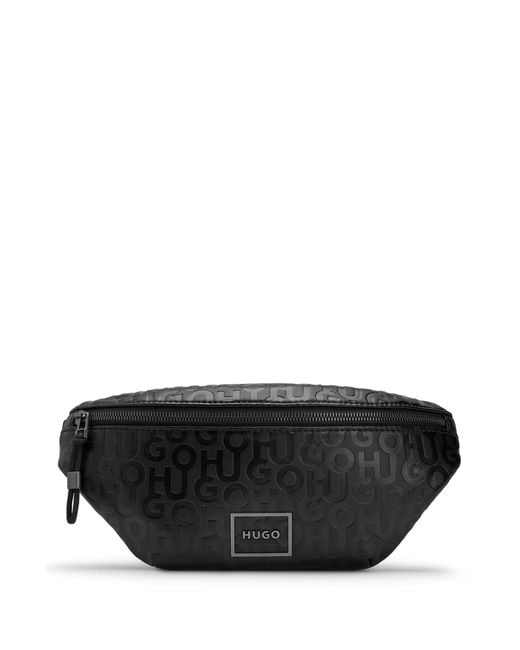 HUGO Black Belt Bag With Framed And Stacked Logos for men