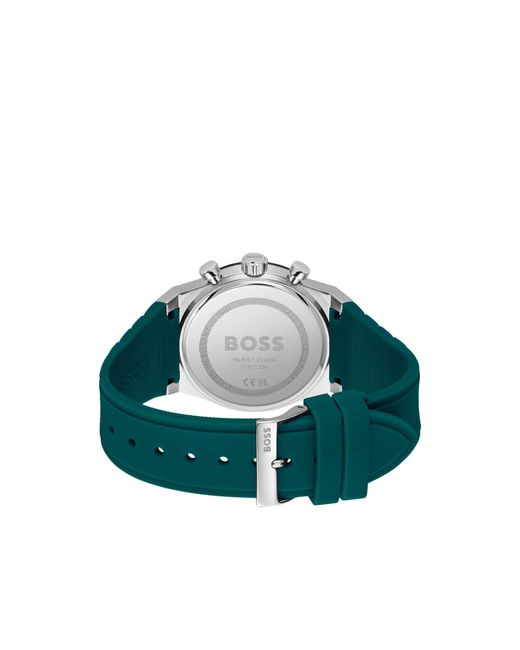 Boss Green Silicone-Strap Chronograph Watch With Dial for men