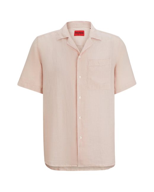 HUGO Relaxed-fit Overhemd Van Linnen Voor Meerdere Gelegenheden in het Pink voor heren