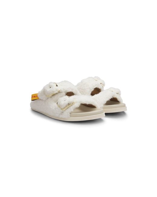 Boss White X Steiff Buckled Slides