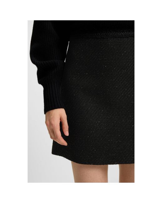 HUGO Black Sparkling Bouclé Mini Skirt With Chain-Tape Trim