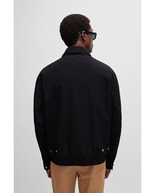 Boss Wasserabweisende Regular-Fit Jacke mit doppeltem Monogramm in Black für Herren