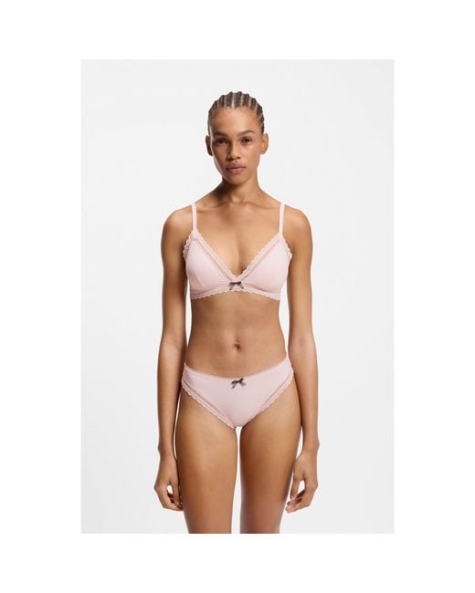 HUGO Brown Triangle Bra With Lace Trims