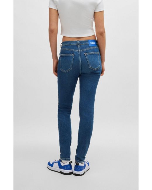 HUGO Skinny-fit Jeans Van Middenblauw Stretchdenim in het Blue