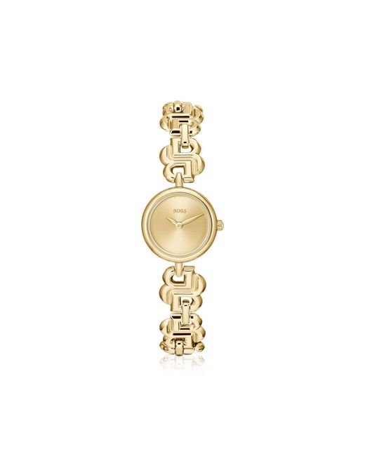 Boss Metallic Double B Dressy-Tone Watch With Monogram Bracelet