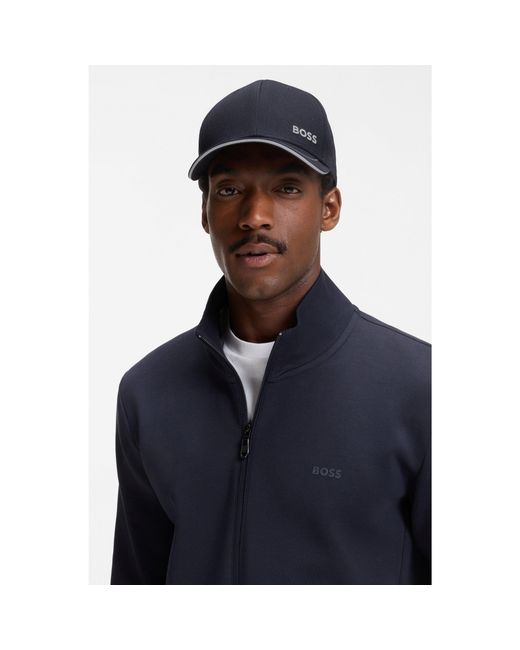 Boss Blue Cotton-Twill Cap With Contrast Trims And Embroidered Logo for men