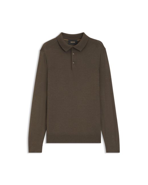 Boss Brown Knit Polo for men