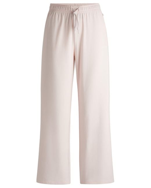 Bas De Pyjama En Coton Stretch Avec Logos Boss en coloris Natural