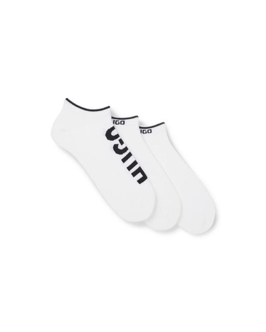 HUGO White Three-Pack Of Ankle Socks With Logos for men