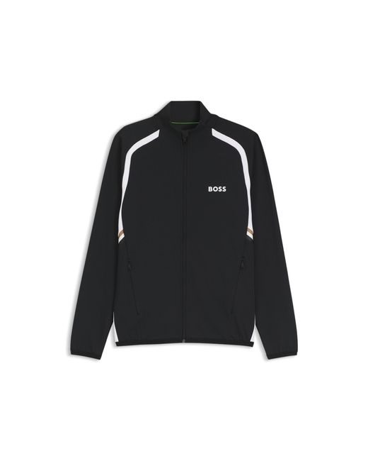 Boss Black Active Zip-Up Sweatshirt With Temperature-Regulating Performance for men