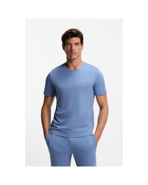 Boss Blue Logo-Embroidered T-Shirt for men