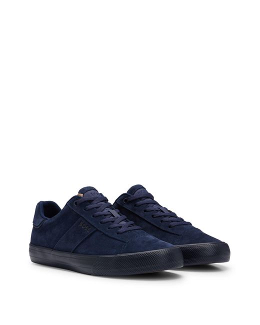 BOSS by Hugo Boss Blue Aiden_tenn Suede Cupsole Trainers With Logo Details for men