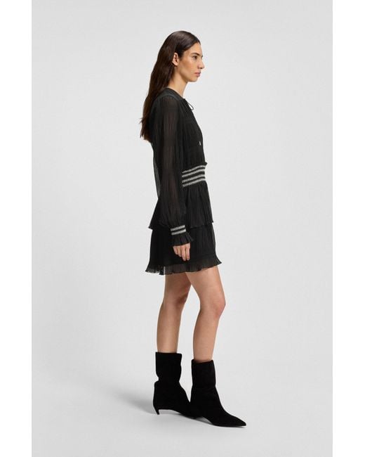 Boss Black Plissee-Kleid Mit Gesmoktem Bund