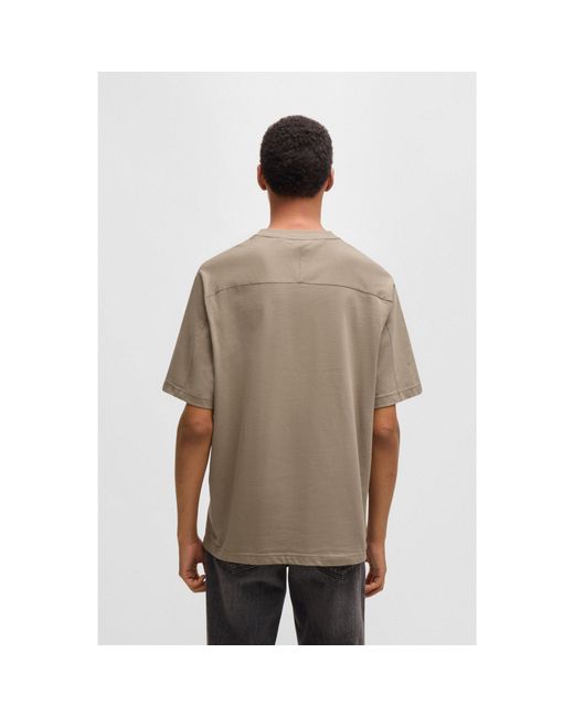 Boss Brown Cotton-Jersey T-Shirt With Branded Cargo Pocket for men