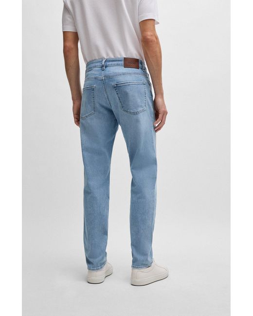 Boss Regular-fit Jeans In Blue Cashmere-touch Denim for men