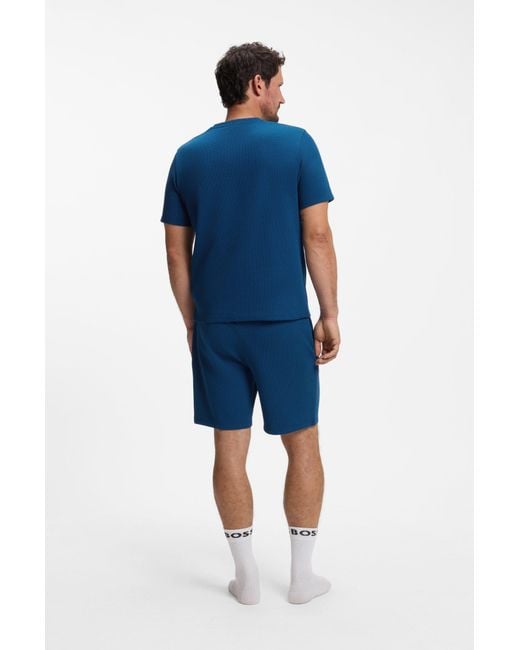 Boss Pyjamatop Met Wafelstructuur in het Blue voor heren