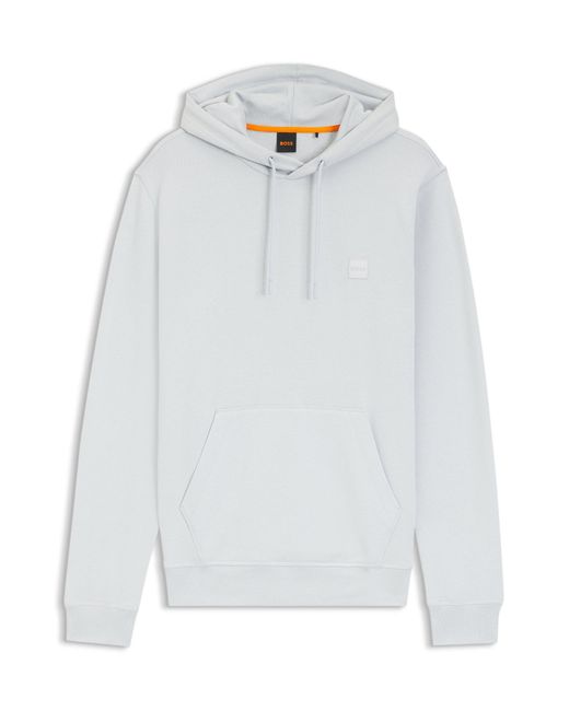 Boss Hoodie Van Katoenen Badstof Met Logopatch in het White voor heren