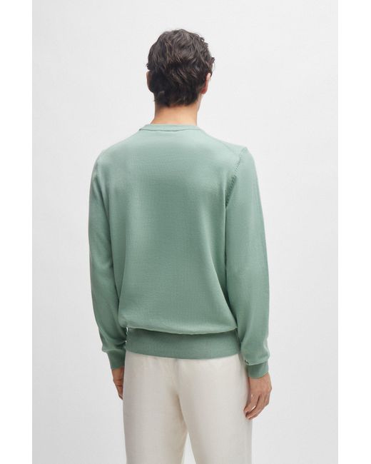 Boss Green Crew-neck Sweater In Cotton With Embroidered Logo for men