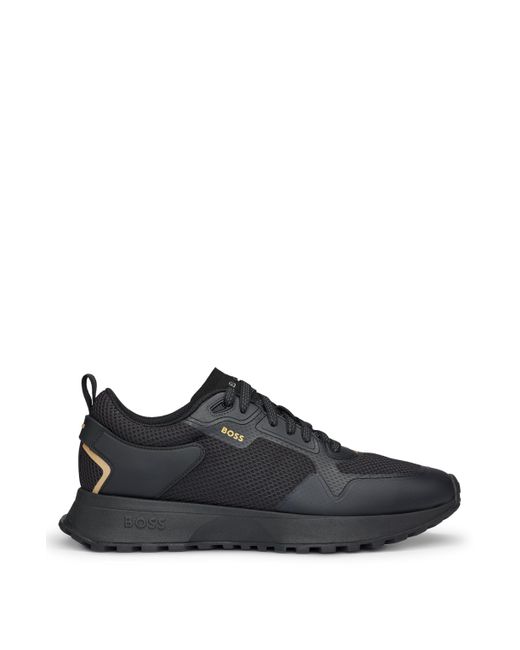 Boss Black Mixed-material Trainers With Mesh Details And Branding for men