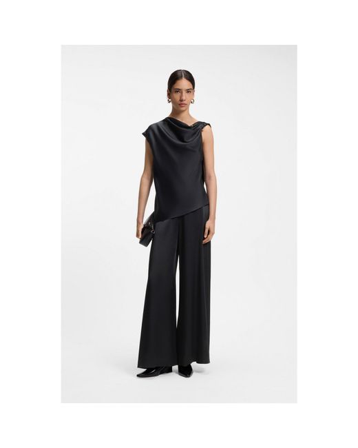 Boss Black Straight-Leg Jumpsuit With Pin And Gathered Detail