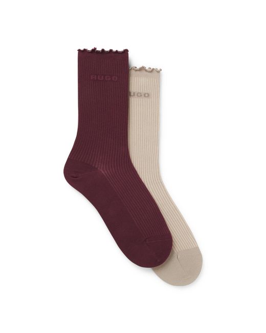 HUGO Purple Two-Pack Of Regular-Length Socks With Lettuce Cuff