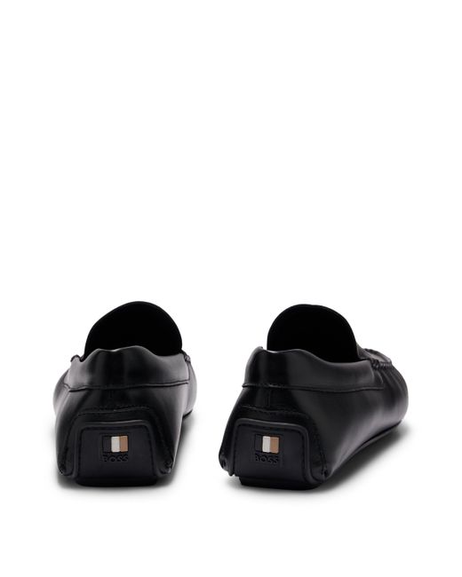 Boss Black Nappa-leather Moccasins With Driver Sole And Full Lining for men