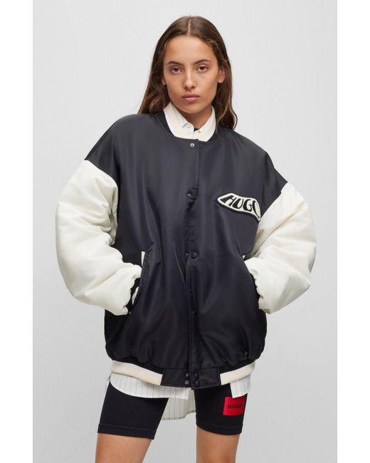 BOSS by HUGO BOSS Waterrepellent Varsitystyle Bomber Jacket With Logo