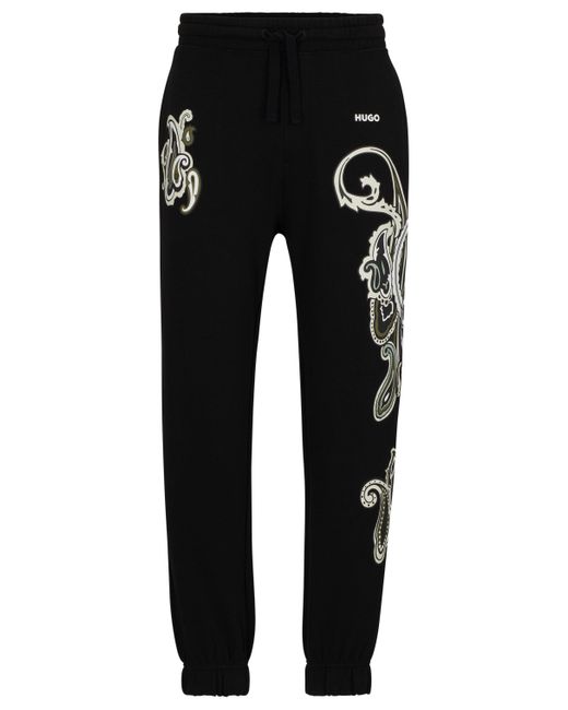 BOSS by HUGO BOSS Cotton-terry Tracksuit Bottoms With Paisley Motif in  Black for Men | Lyst