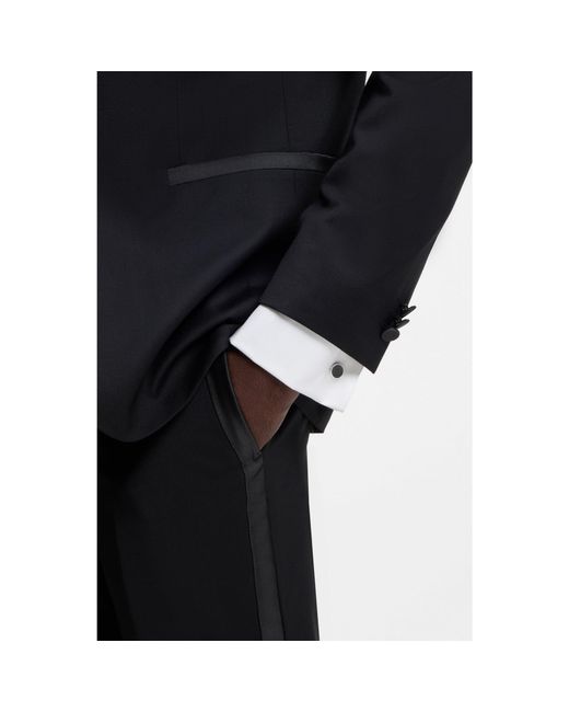 HUGO Black Round Cufflinks With Enamel Core And Logo for men