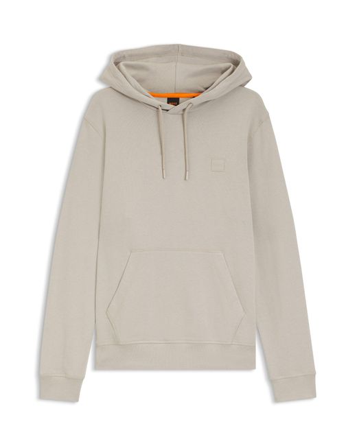 Boss Hoodie Van Katoenen Badstof Met Logopatch in het White voor heren