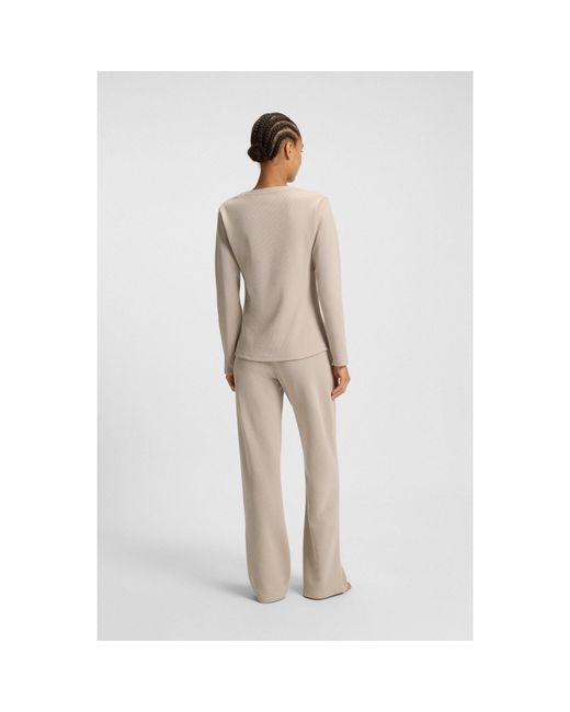 Boss Natural Cotton-Blend Pyjama Bottoms With Waffle Structure