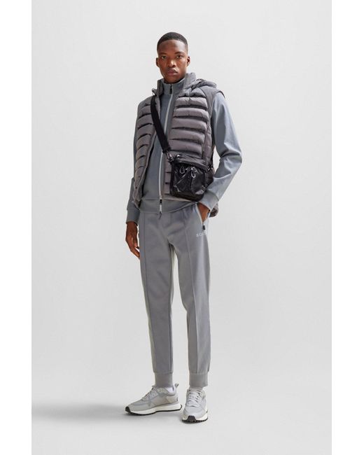 Boss Gray Cotton-blend Zip-up Sweatshirt With Pixelated Details for men