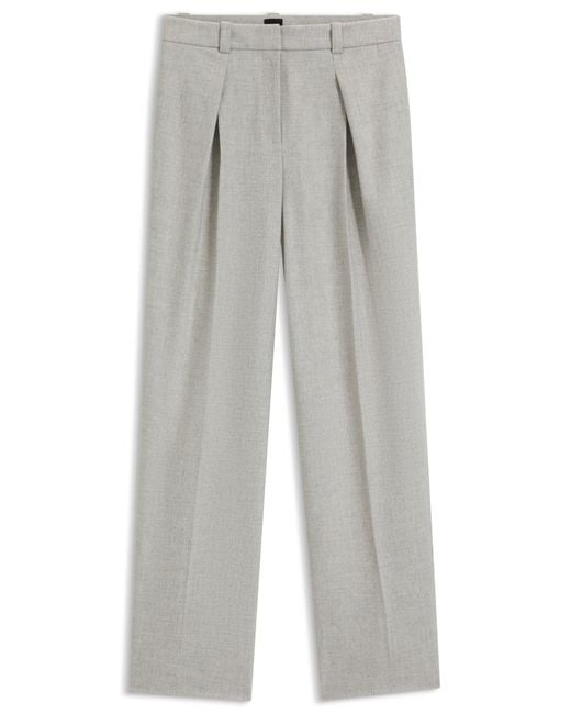 Boss Broek Met Rechte Pijpen Van Gemêleerde Stretchflanel in het Gray
