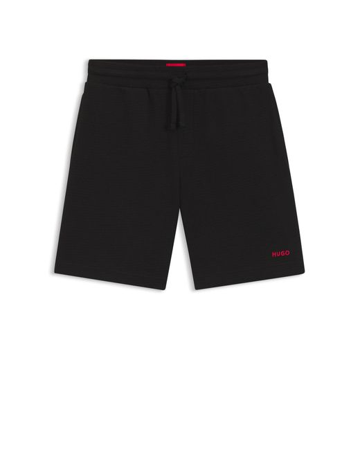 HUGO Pyjama-Shorts Mit Waffelstruktur Und Logo-Stickerei in Black für Herren